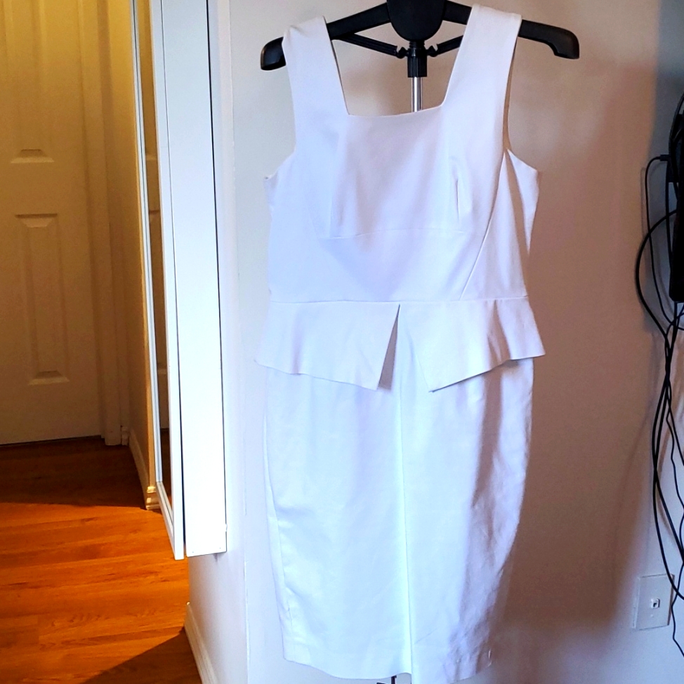 White Dress.. Very Classy . Great For Office/ Event.Sandra Angelazzi Size 12 S1